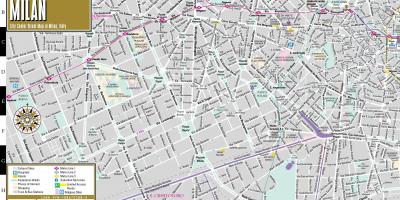 Ielu karti no milānas pilsētas centra