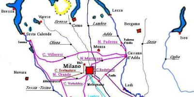 Karte milānas navigli rajona