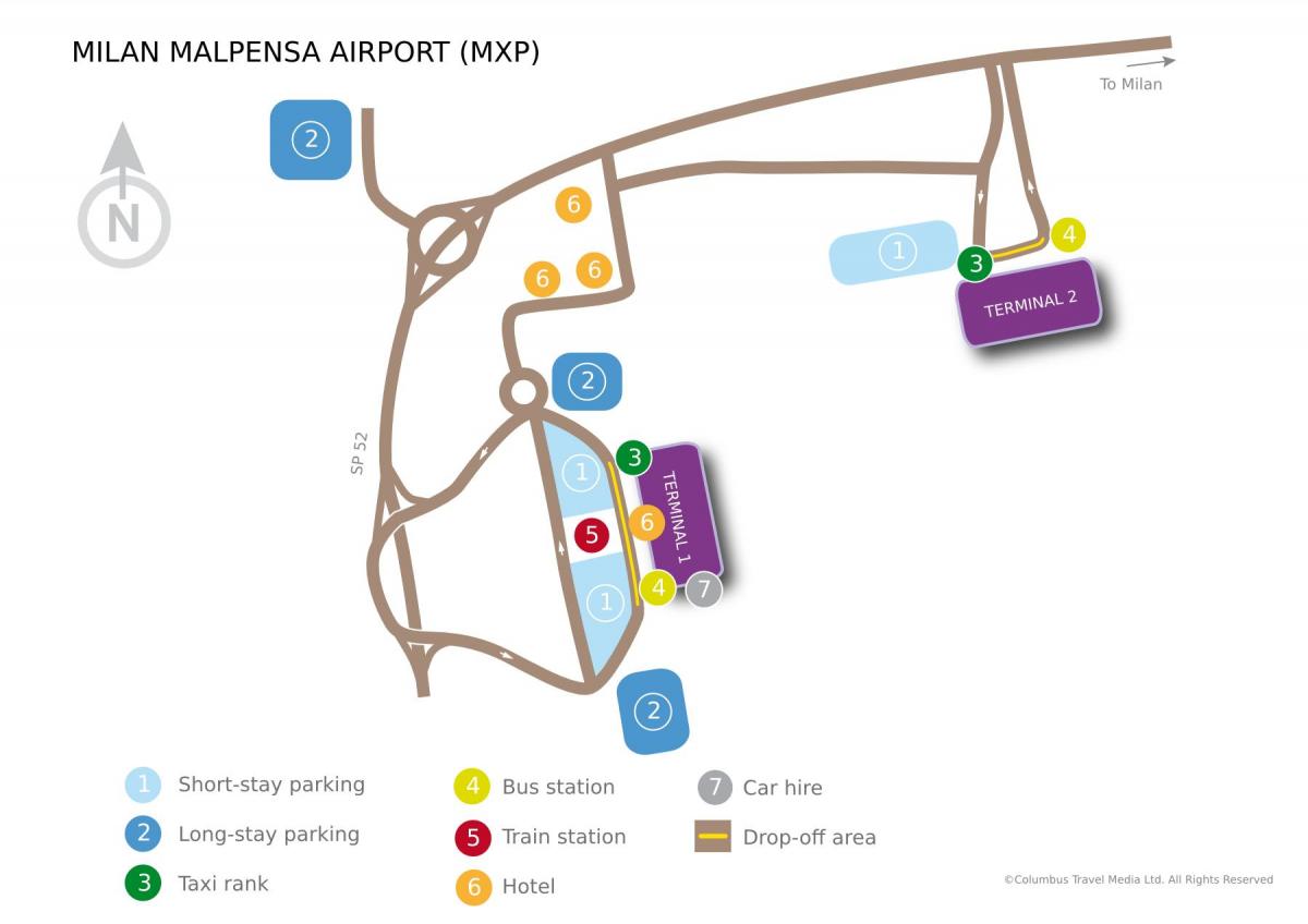 milānas malpensas lidostas termināls 1 karte