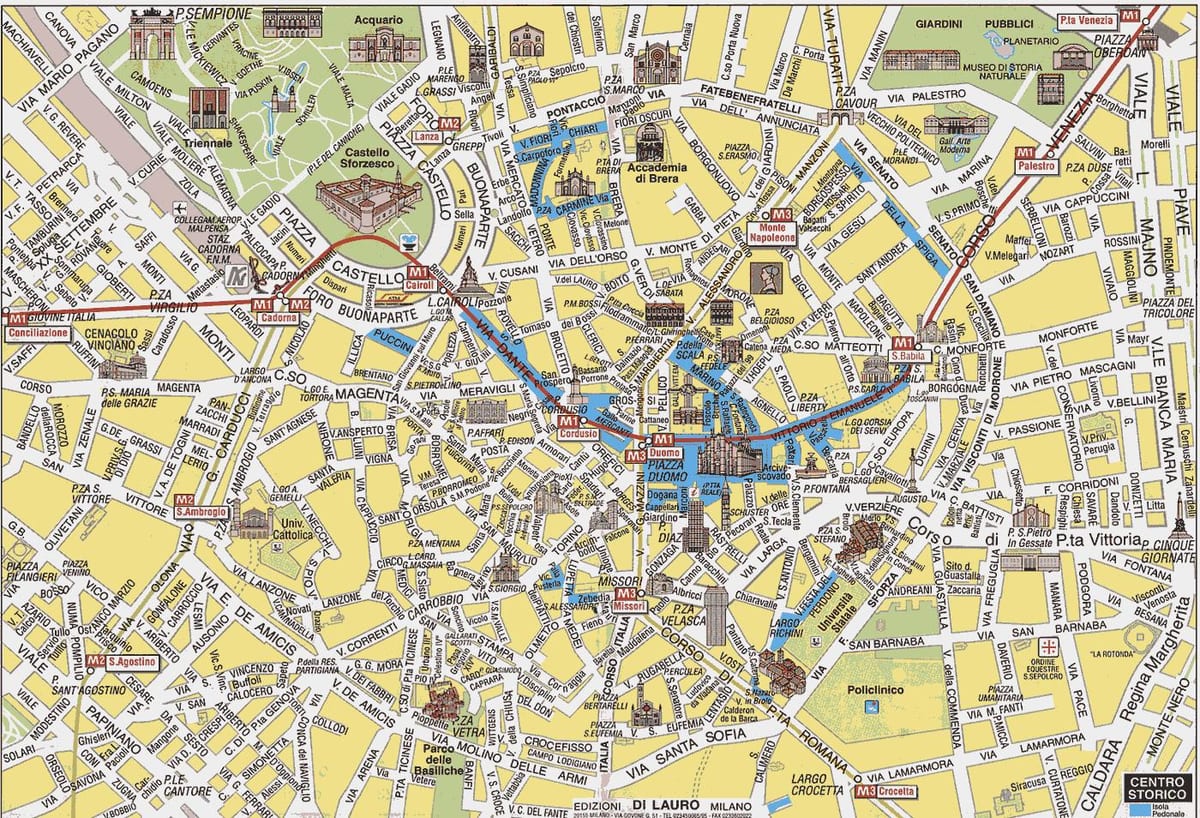 milano itālija karte