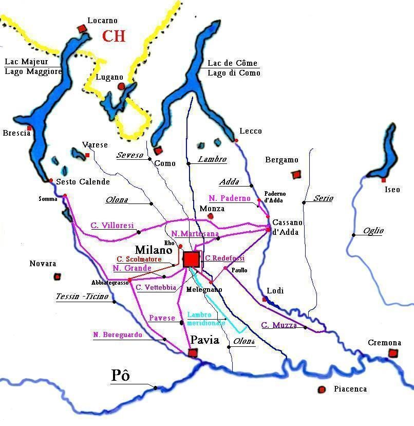 karte milānas navigli rajona