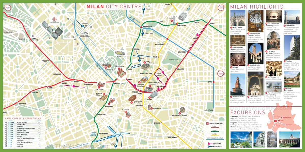 pilsētas ekskursijas milan karte