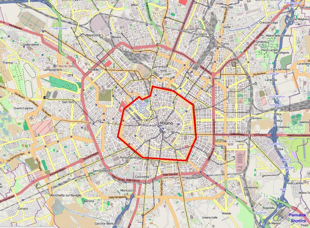 milānas c zonas karte