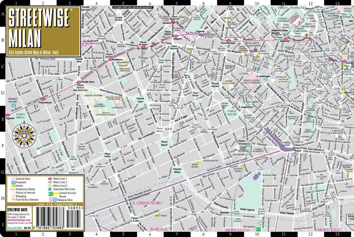 ielu karti no milānas pilsētas centra