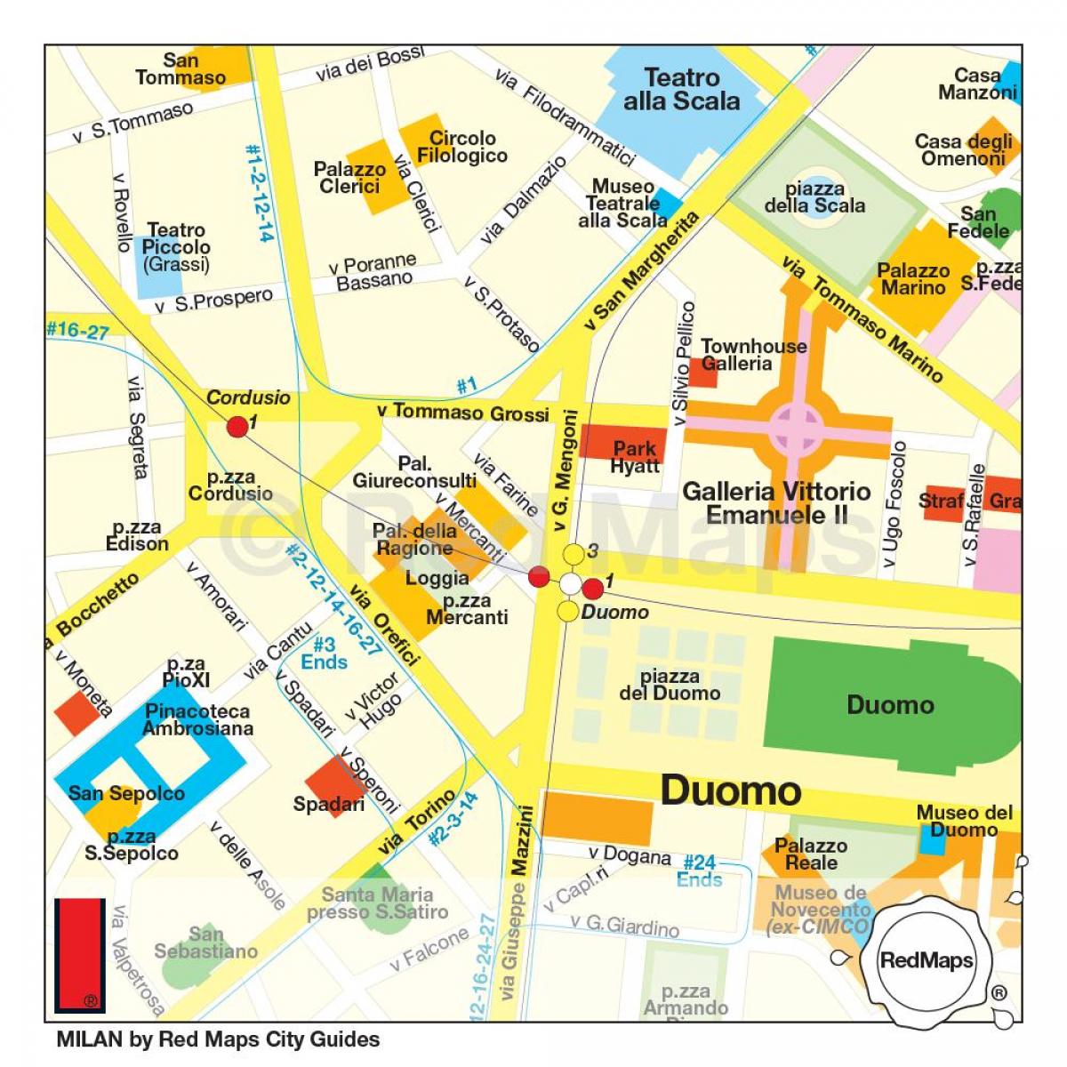 karte milānas iepirkšanās iela