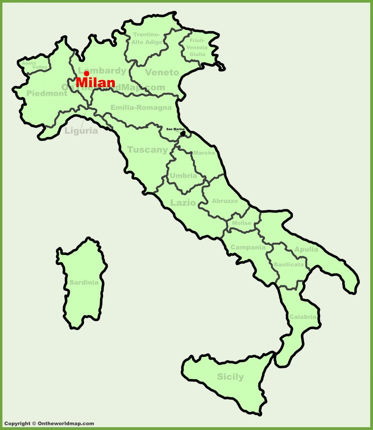 karte itālija, parādot, milāna
