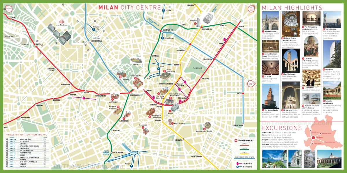 pilsētas ekskursijas milan karte