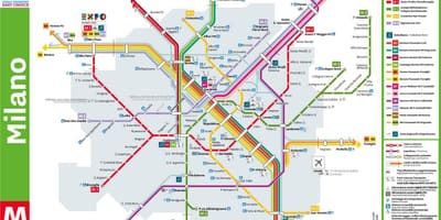 Milānas centrālās dzelzceļa stacijas kartē